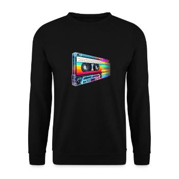 Retro Cassette - Unisex Pullover - Schwarz - Vorne - Alina (178cm) & Michal (187cm)