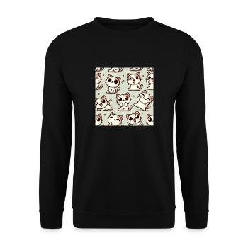 smile cat - Unisex Pullover - Schwarz - Vorne - Alina (178cm) & Michal (187cm)
