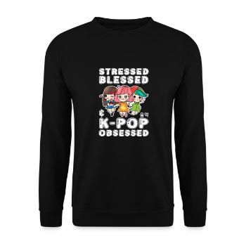 Design coréen amusant - Un must-have pour la K-pop - Sweat-shirt Unisexe - noir - Devant - Alina (178cm) & Michal (187cm)