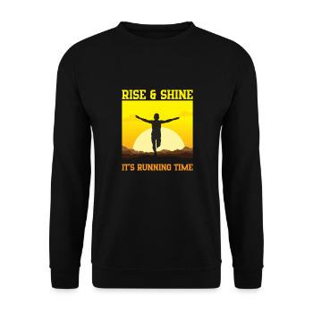 Running Rise & Shine Marathon Runner Gift - Unisex Pullover - Schwarz - Vorne - Alina (178cm) & Michal (187cm)