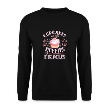 Pastry Lover Muffins Believed Miracles Gift - Unisex Pullover - Schwarz - Vorne - Alina (178cm) & Michal (187cm)