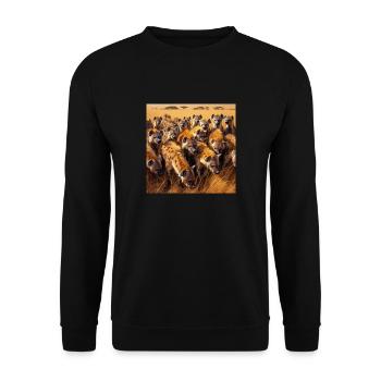 Hyänen in der Savanne - Unisex Pullover - Schwarz - Vorne - Alina (178cm) & Michal (187cm)