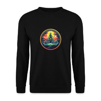 Funkelnder Weihnachtsbaum im Retro-Stil - Unisex Pullover - Schwarz - Vorne - Alina (178cm) & Michal (187cm)