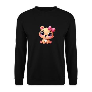 Cute Bow Bear - Adorable and Playful - Unisex Pullover - Schwarz - Vorne - Alina (178cm) & Michal (187cm)