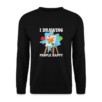 Drôle Art Peintre Dessin Gens Heureux Artiste Cadeau - Sweat-shirt Unisexe - noir - Devant - Alina (178cm) & Michal (187cm)