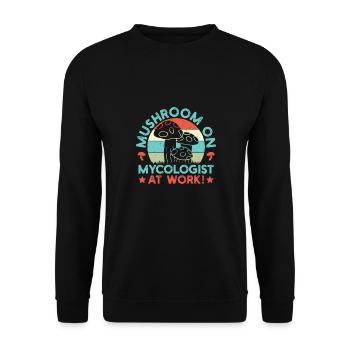 Mushroom Foraging Hunter Mycologist At Work Morel - Unisex Sweatshirt - black - Front - Alina (178cm) & Michal (187cm)