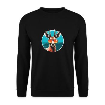 Sonnenbrillen-Rentier - Unisex Pullover - Schwarz - Vorne - Alina (178cm) & Michal (187cm)