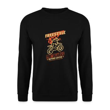Dirt Biker Riding Freestyle Motorcross Dirt Bike - Unisex Pullover - Schwarz - Vorne - Alina (178cm) & Michal (187cm)