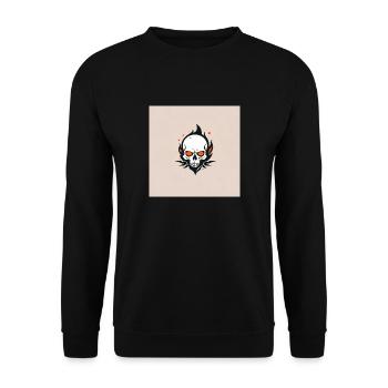 Kopf in Feuer - Unisex Pullover - Schwarz - Vorne - Alina (178cm) & Michal (187cm)