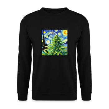Pflanze im Wind - Unisex Pullover - Schwarz - Vorne - Alina (178cm) & Michal (187cm)