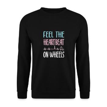 Rollerskater Party Feel Heartbeat On Wheels Gift - Unisex Pullover - Schwarz - Vorne - Alina (178cm) & Michal (187cm)