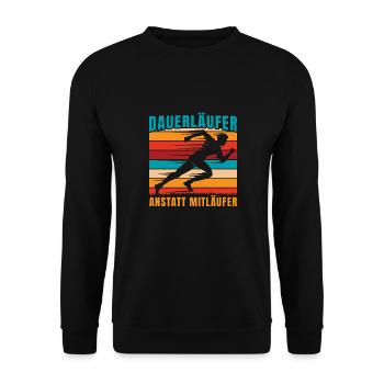 Running Dauerläufer Anstatt Mitläufer Marathon - Unisex Pullover - Schwarz - Vorne - Alina (178cm) & Michal (187cm)