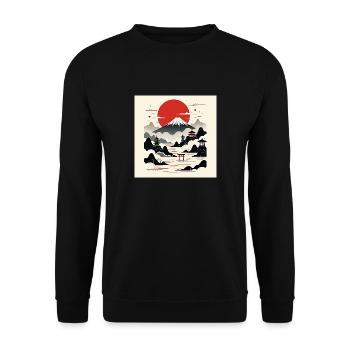 Minimalist Japan - Unisex Pullover - Schwarz - Vorne - Alina (178cm) & Michal (187cm)
