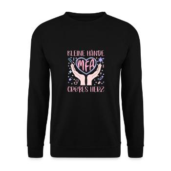 MFA Großes Herz Medizinische Fachangestellte - Unisex Pullover - Schwarz - Vorne - Alina (178cm) & Michal (187cm)
