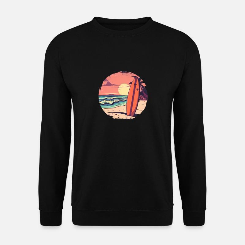Retro Surf Vibes – Endloser Sommer - Unisex Pullover - Schwarz