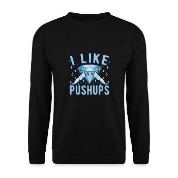 Fitness Fanatics I Like Pushups Calisthenics Gym - Unisex Sweatshirt - black - Front - Alina (178cm) & Michal (187cm)