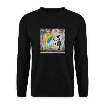 Kein Banksy - Farben gegen das Grau - Unisex Pullover - Schwarz - Vorne - Alina (178cm) & Michal (187cm)