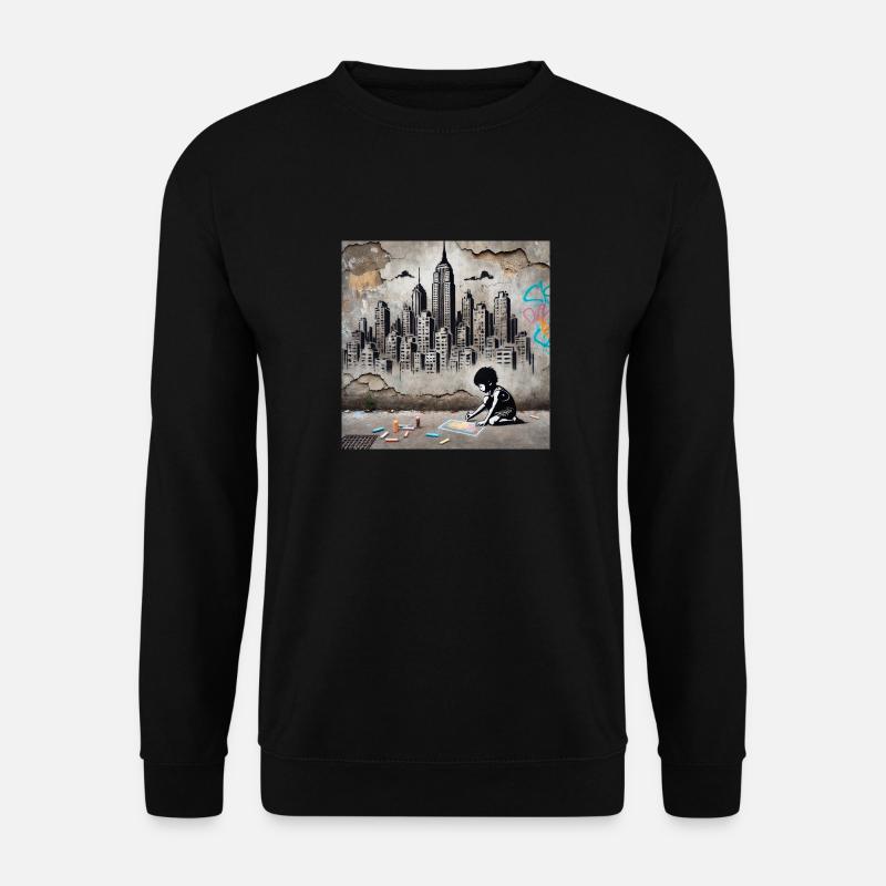 Kein Banksy - Die Stadt in Kinderhand - Unisex Pullover - Schwarz