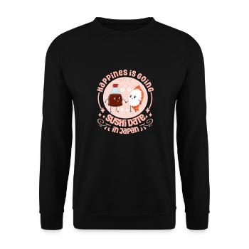 Japanese Food Lover Happines Is Date Sushi - Unisex Sweatshirt - black - Front - Alina (178cm) & Michal (187cm)