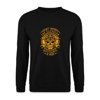 Don ́t Worry The Elevator Mechanic Is Here - Unisex Sweatshirt - black - Front - Alina (178cm) & Michal (187cm)