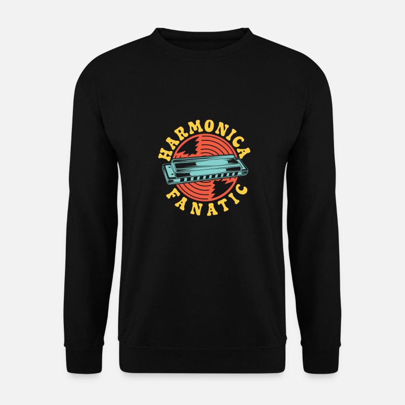Funny Harmonica Player Fanatic Harmonica - Unisex Pullover - Schwarz