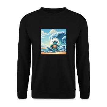 Grosse Welle Schildkröte - Unisex Pullover - Schwarz - Vorne - Alina (178cm) & Michal (187cm)