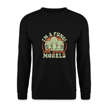 Mushroom Foraging Hunter Fungi With Groovy Morel - Unisex Sweatshirt - black - Front - Alina (178cm) & Michal (187cm)
