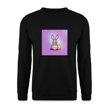 Grauer Hase und bunte Ostereier - Unisex Pullover - Schwarz - Vorne - Alina (178cm) & Michal (187cm)