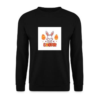 Frohe Hasenmomente - Unisex Pullover - Schwarz - Vorne - Alina (178cm) & Michal (187cm)