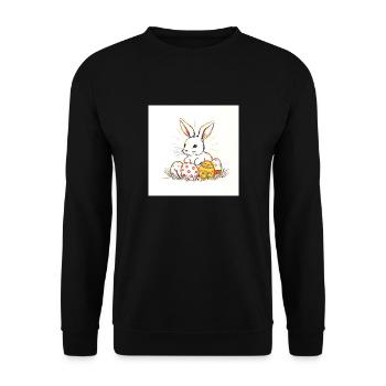 Kunterbuntes Osterfest - Unisex Pullover - Schwarz - Vorne - Alina (178cm) & Michal (187cm)