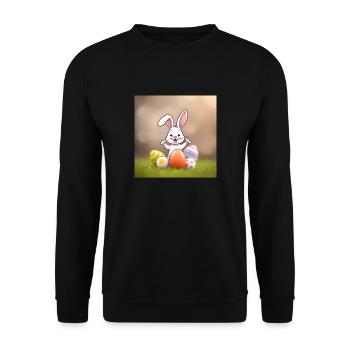 Lustiger Osterhase & Freunde - Unisex Pullover - Schwarz - Vorne - Alina (178cm) & Michal (187cm)