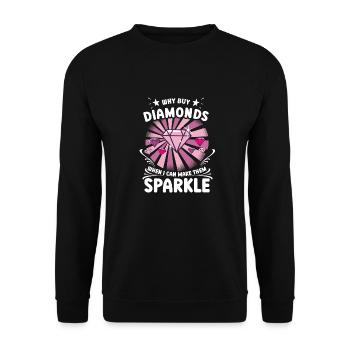 Diamond Painting Artist Why Buy When I Can Diamond - Unisex Pullover - Schwarz - Vorne - Alina (178cm) & Michal (187cm)