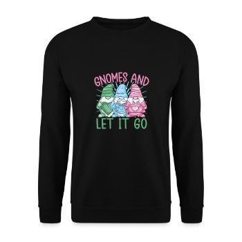 Garden Gnome Costume Gnomes & Let It Go Gnome - Unisex Sweatshirt - black - Front - Alina (178cm) & Michal (187cm)