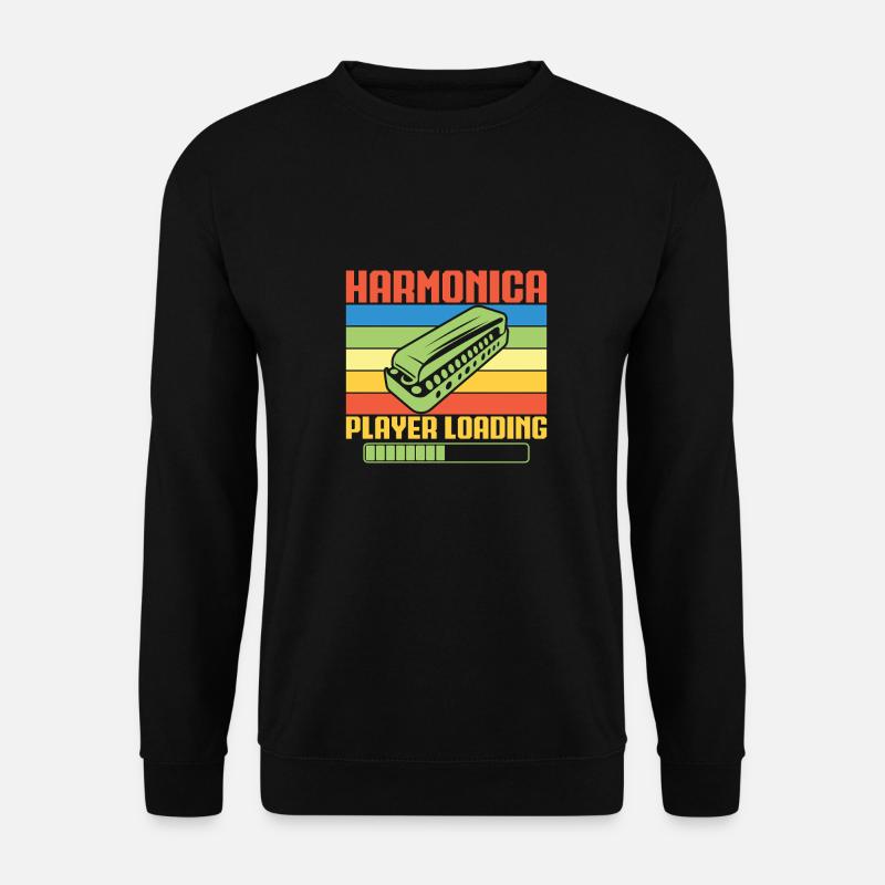 Funny Harmonica Player Loading Harmonica - Unisex Pullover - Schwarz