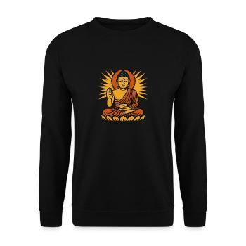 Buddha - Unisex Pullover - Schwarz - Vorne - Alina (178cm) & Michal (187cm)