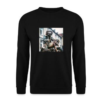 Faultier Wanderer Gentelmen Biker - Unisex Pullover - Schwarz - Vorne - Alina (178cm) & Michal (187cm)