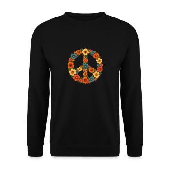 Blumiges Peace Symbol - Unisex Pullover - Schwarz - Vorne - Alina (178cm) & Michal (187cm)