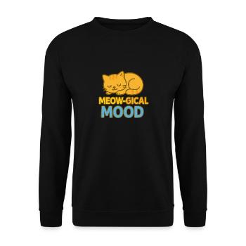 Humeur miaoue – Vibrations de chat endormi - Sweat-shirt Unisexe - noir - Devant - Alina (178cm) & Michal (187cm)