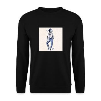 Cool Girl in Oversized Sweater & Ripped Jeans - Unisex Sweatshirt - black - Front - Alina (178cm) & Michal (187cm)
