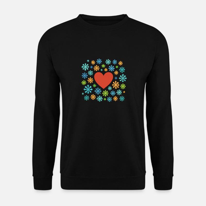 Schneeflochen mit Herz - Unisex Pullover - Schwarz