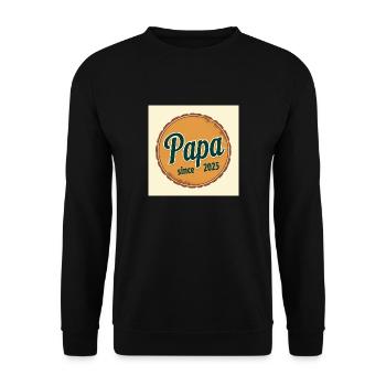 Flux Dev A worn retroinspired logo 2025 papa dady - Unisex Pullover - Schwarz - Vorne - Alina (178cm) & Michal (187cm)