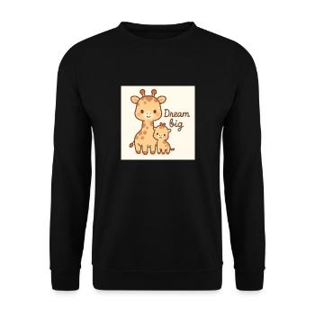 Steh aufrecht, Kleiner – süße Kawaii Giraffe - Unisex Pullover - Schwarz - Vorne - Alina (178cm) & Michal (187cm)