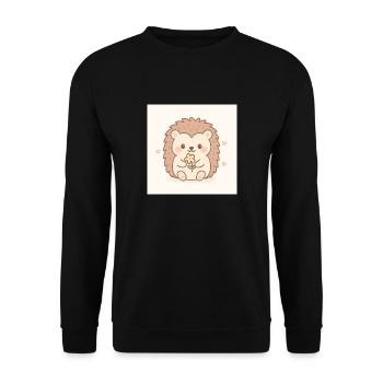 Kawaii Igel im Pastellstil - Unisex Pullover - Schwarz - Vorne - Alina (178cm) & Michal (187cm)