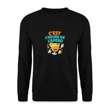 image c'est l'heure de l'apéro - Sweat-shirt Unisexe - noir - Devant - Alina (178cm) & Michal (187cm)