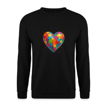 Herz Farbenfroh - Unisex Pullover - Schwarz - Vorne - Alina (178cm) & Michal (187cm)