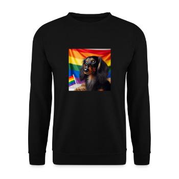 Dachshund in pride colors - Unisex Sweatshirt - black - Front - Alina (178cm) & Michal (187cm)