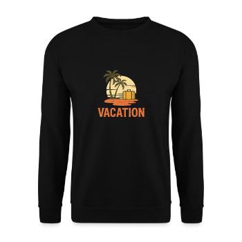 Palmen & Koffer – Urlaubsfeeling pur - Unisex Pullover - Schwarz - Vorne - Alina (178cm) & Michal (187cm)