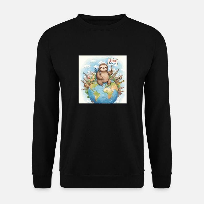 Sloth Wanderer Stop War - Unisex Sweatshirt - black