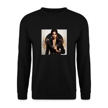 Powerful glamorous woman in a black suit gold - Unisex Pullover - Schwarz - Vorne - Alina (178cm) & Michal (187cm)