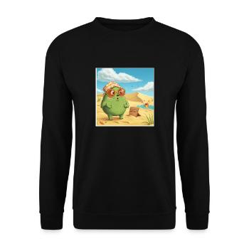 Frosch mit Sonnenbrille auf Strand - Unisex Pullover - Schwarz - Vorne - Alina (178cm) & Michal (187cm)